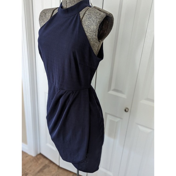 Manydress Womens Halter Ruched Dress Cocktail Bodycon Slim Mini Wrap Dress M - Picture 14 of 16